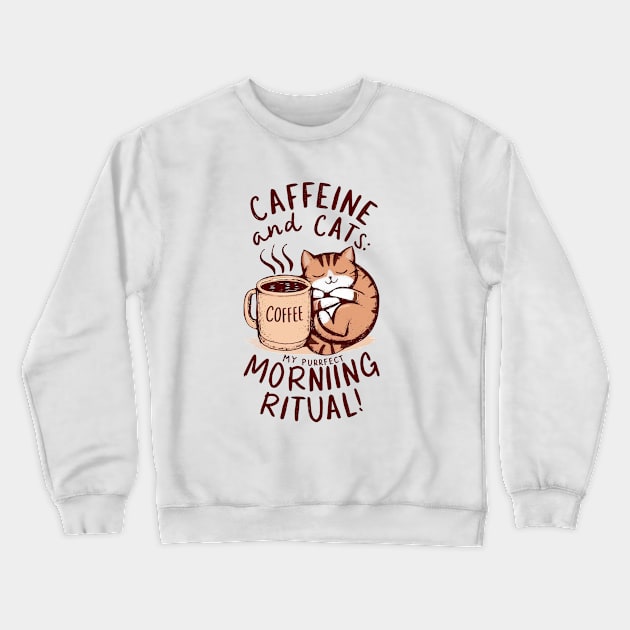 Caffeine and Cats Crewneck Sweatshirt by LegnaArt